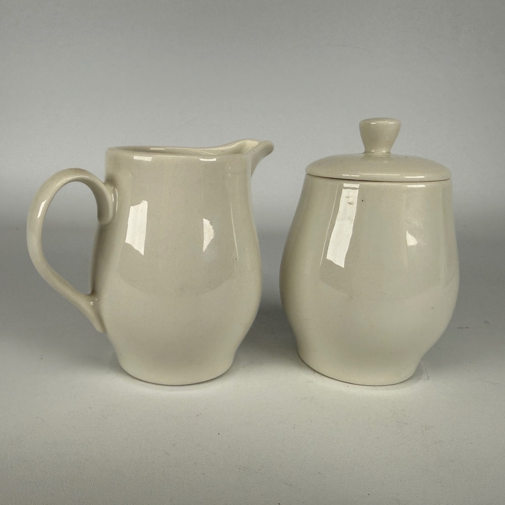 Syracuse China Carefree Serene Creamer and Sugar Bowl Set Vintage MCM Cream